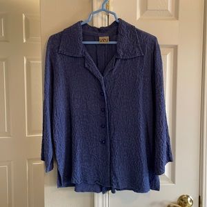 URU Embossed Silk Shirt, Delft Blue, Large